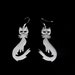 Silver Dangle Drop Cat Earrings - 1970s Sexy Persian Cat Pierced Earrings - Gift for Her - Women and Teens 