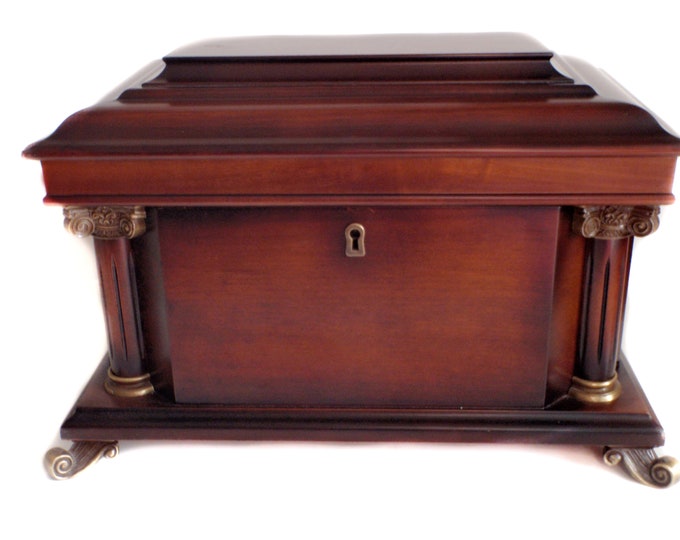 Bombay Company Jewelry Box With Key/vintage Bombay Co. Mahogany Ladies