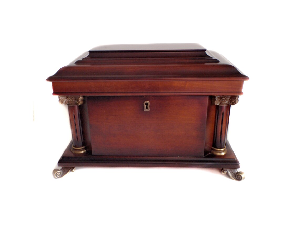Bombay Company Jewelry Box With Key/vintage Bombay Co. Mahogany