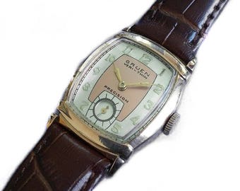 1940s Gruen Mens Vintage Watch Vintage Gruen Two Tone Fancy Dress Watch Great Gifts for Him Dad Husband Groom and Groomsman