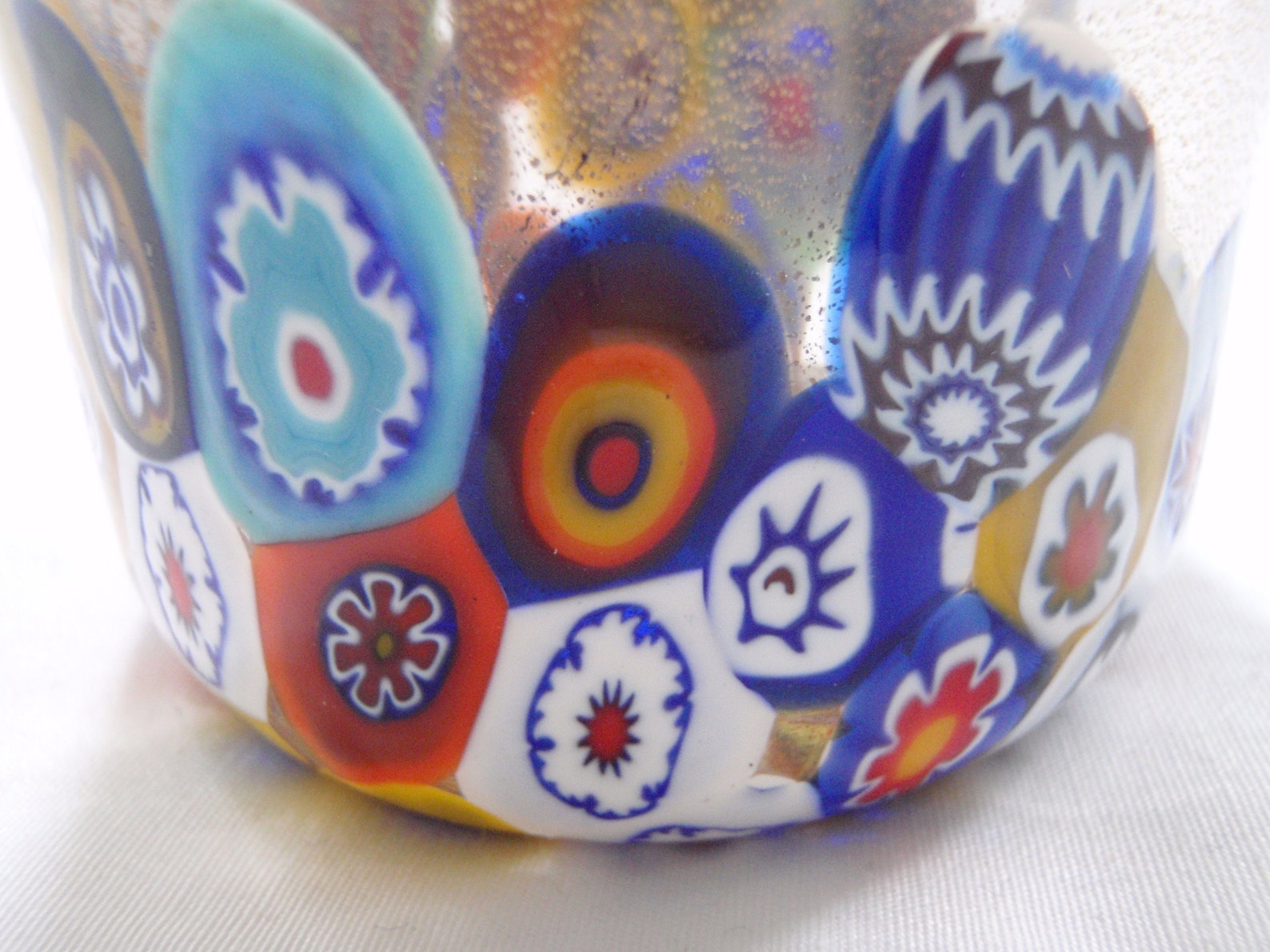 Vintage Murano Millefiori and Gold Dust Perfume Bottle Italian Hand Blown Art Glass