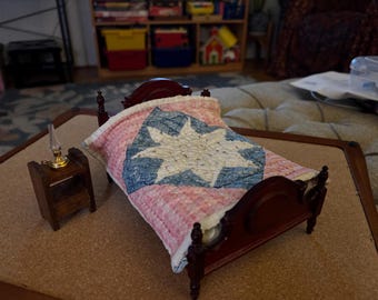 Vintage Pink, Blue and White Dollhouse Quilt