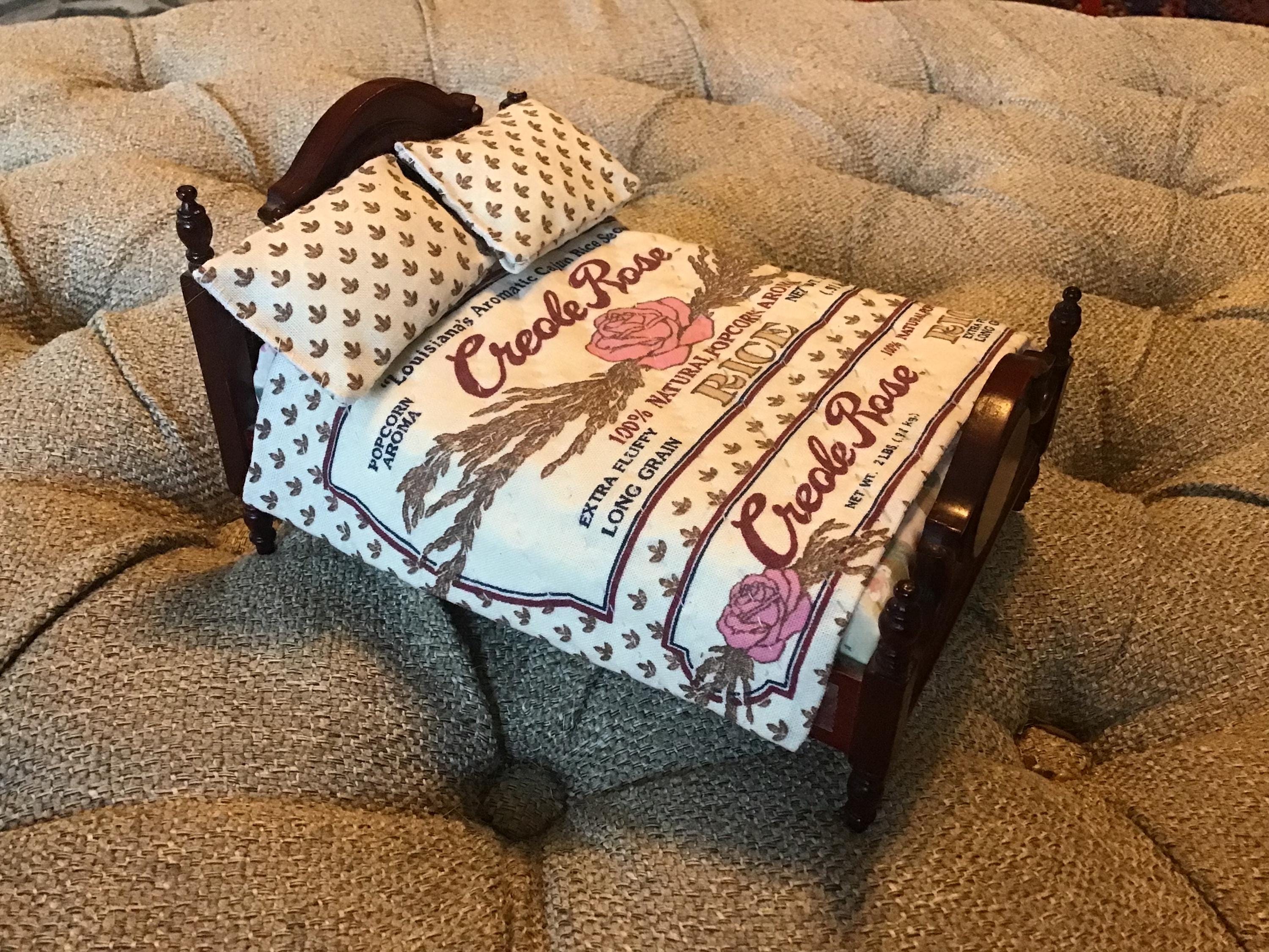 Miniature Creole Rose quilt, 7.25” x 5.25”