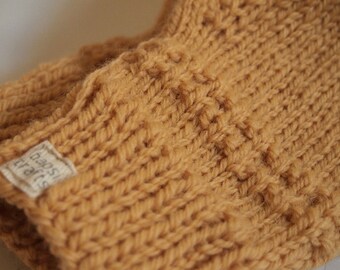 one of a kind knit fingerless mittens -- the condyle pure wool wristwarmers in yellow