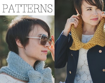 TWO KNITTING PATTERNS Scarf Kerchief Cowl Collection