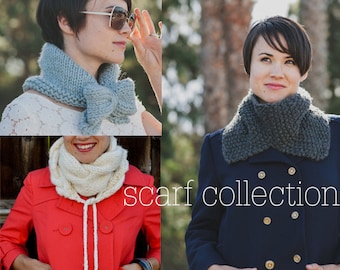 THREE KNITTING PATTERNS Scarf Kerchief Cowl Collection