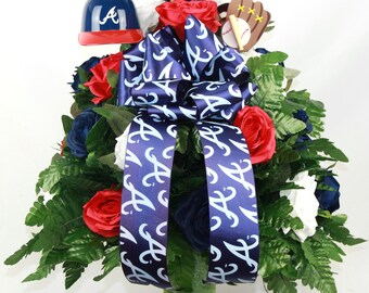 Braves Fan Cemetery Flower Vase | Grave Decoration-Unique Memorial Tribute for Braves Supporters