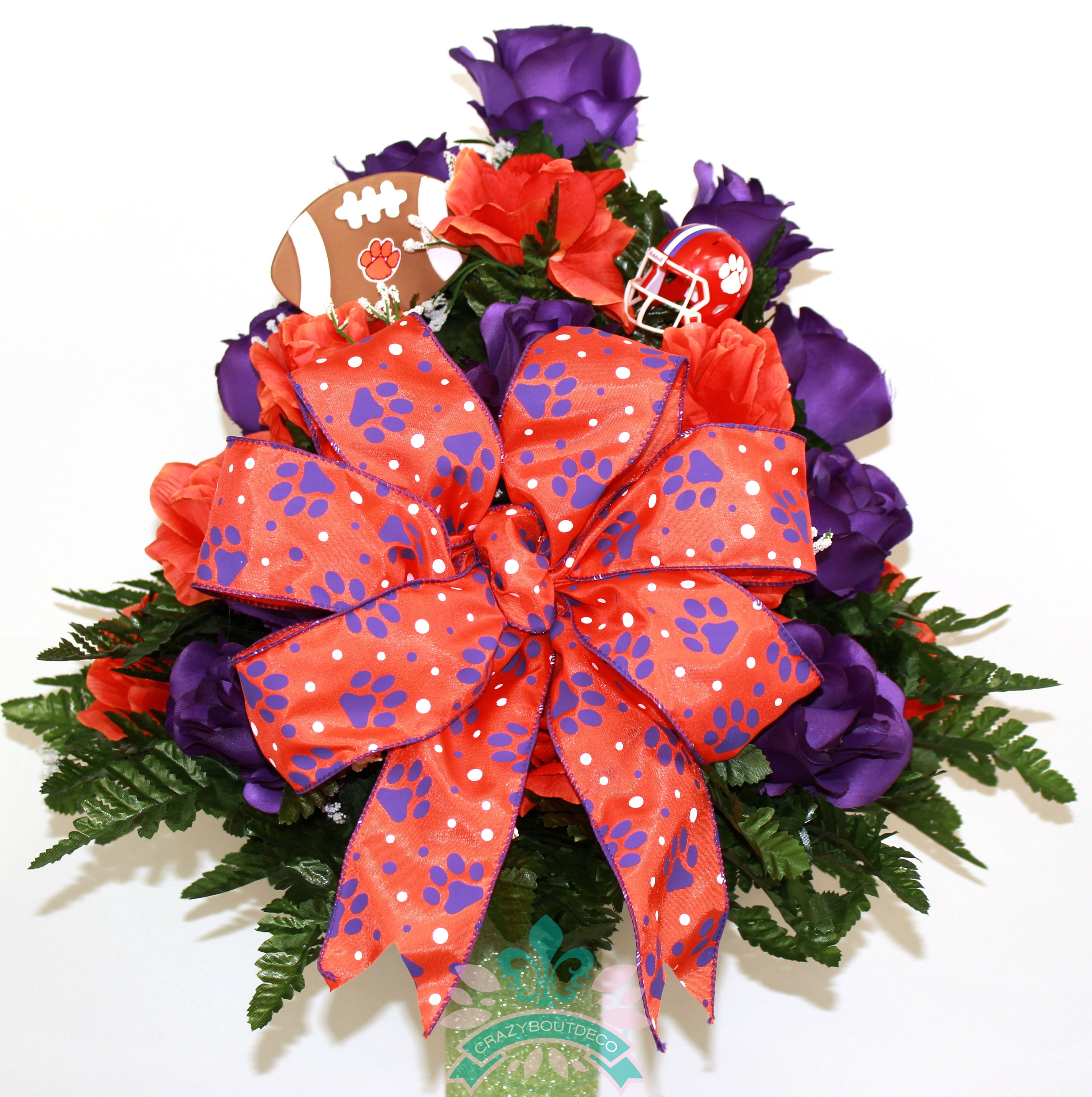 XL Clemson Fan Artificial Silk Flower Cemetery Bouquet Vase Etsy