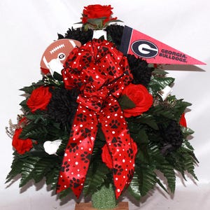 Georgia Fan Cemetery Flowers Vase | Grave Decorations | Memorial Flowers | Father’s Day | Mother’s Day | Sports Team Grave Flower