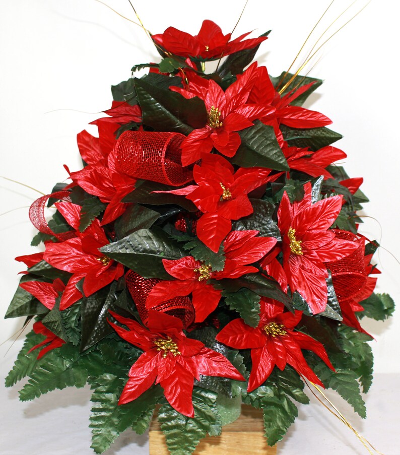 XL Christmas Mini Poinsettia's w Deco Mesh Artificial Etsy