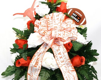 XL Handmade Texas Fan Cemetery Flower Vase Arrangement-memorial flowers-grave decorations