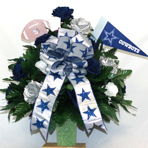 Cowboys Fan Cemetery Flowers Vase-Grave Decorations, Mother&#39;s Day, Father&#39;s Day, Football, Grave Flowers, Cemetery Vase.