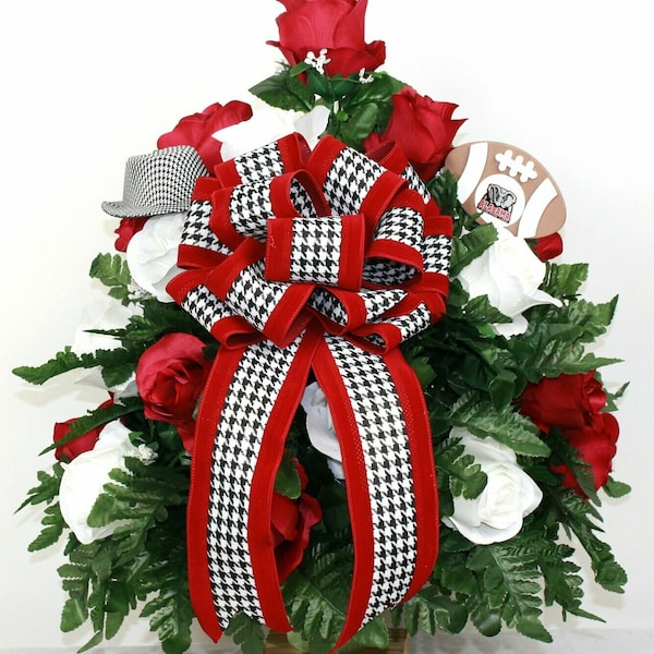 XL Alabama Fan Handmade 360-Degree Cemetery Vase Silk Flower Arrangement- Memorial Flowers-Grave Decorations