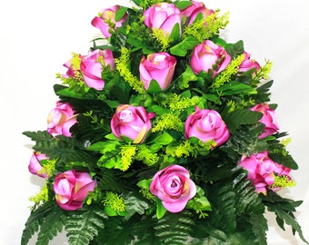 XL Handmade 360 Degree Spring Mixture Cemetery Vase Flower Arrangement- Cemetery Flower Grave Decorations