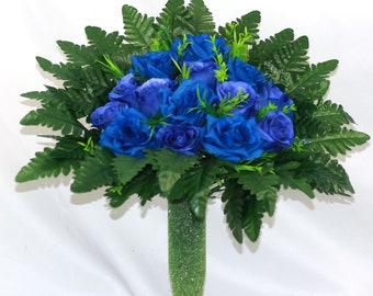 Handcrafted Spring Cemetery Flower Arrangement for Mausoleum -Memorial Grave Decoration-Urn Arrangement