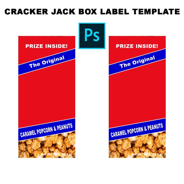 BLANK TEMPLATE in Photoshop - Cracker Jack Box Label Template - Digital Editable - DIY Photoshop Label