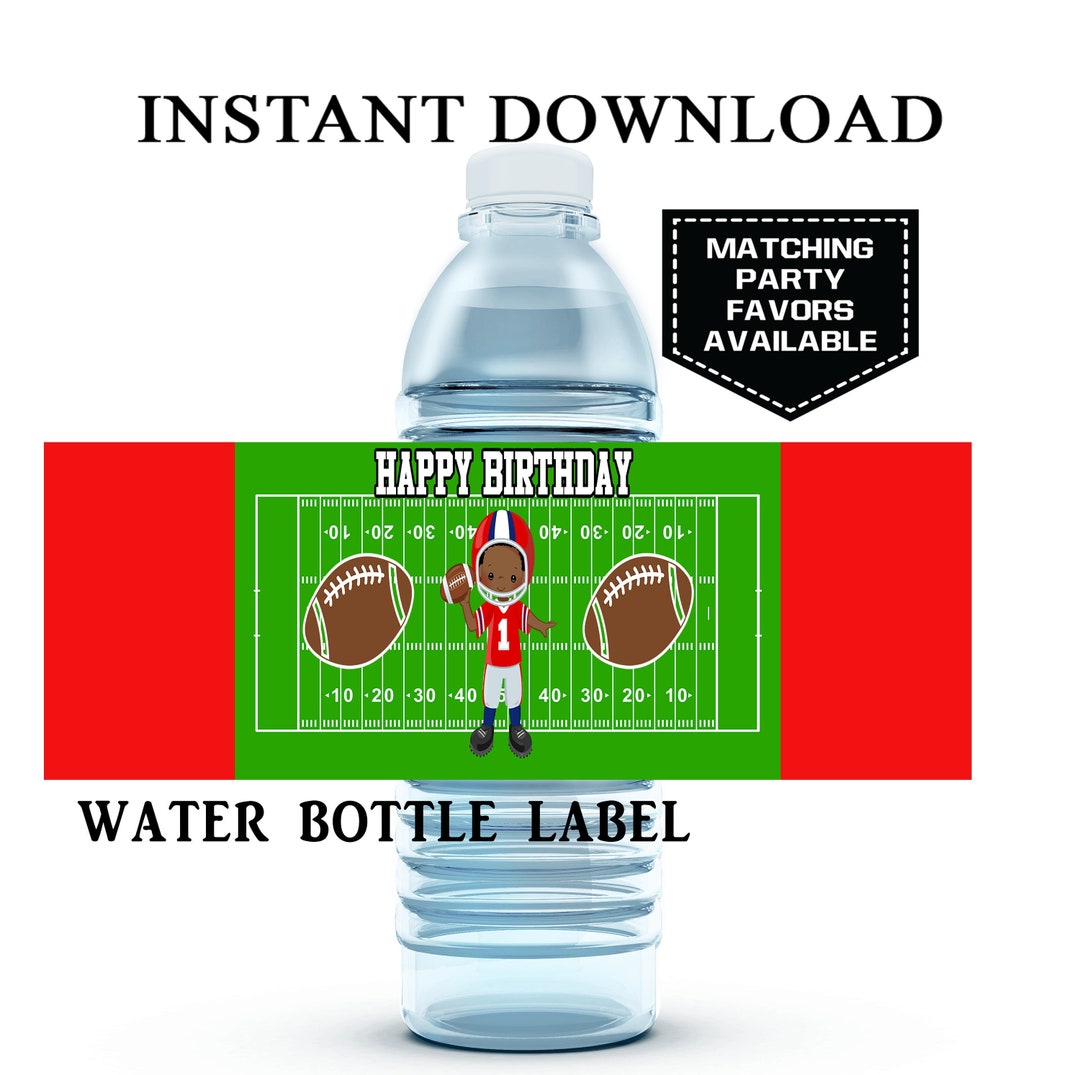 Football Water Bottle Labels INSTANT DIGITAL DOWNLOAD Football Team