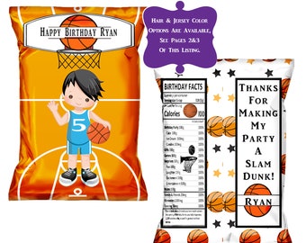 Basketball Chip Bag - Basketball Team Party Favors - Custom Chip Bag - Digital File - Party Printables