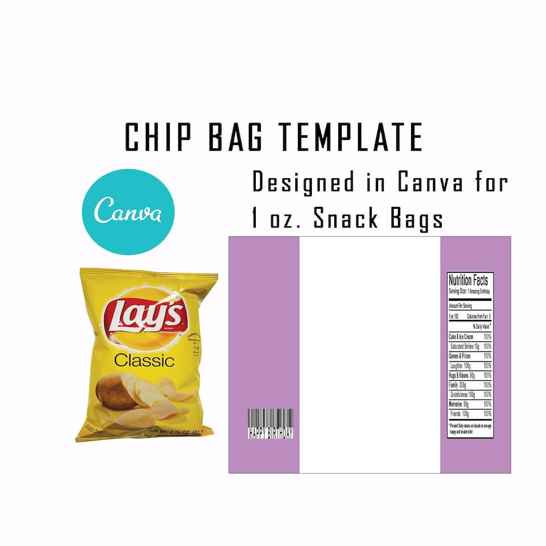 BLANK TEMPLATE in Canva Chip Bag Template Blank Editable - Etsy