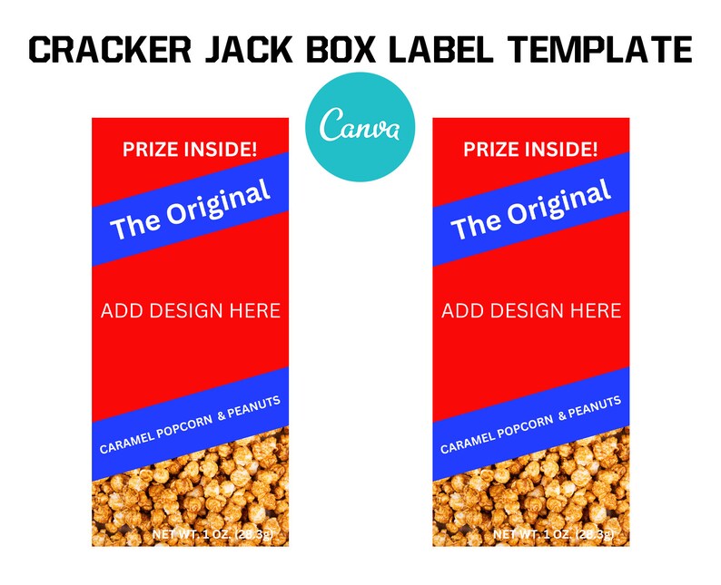BLANK TEMPLATE for Canva Cracker Jack Box Label Templates Blank ...