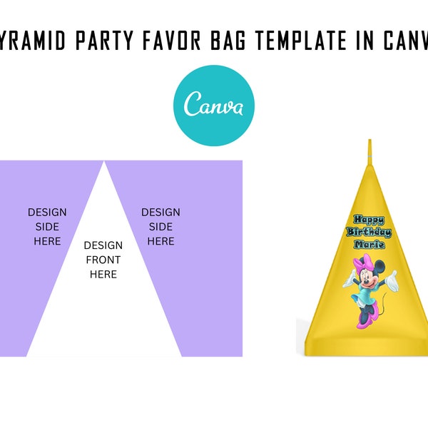 BLANK TEMPLATE for Canva - Pyramid Party Favor Bag Templates - Blank Editable Canva Digital File - DIY Canva Template