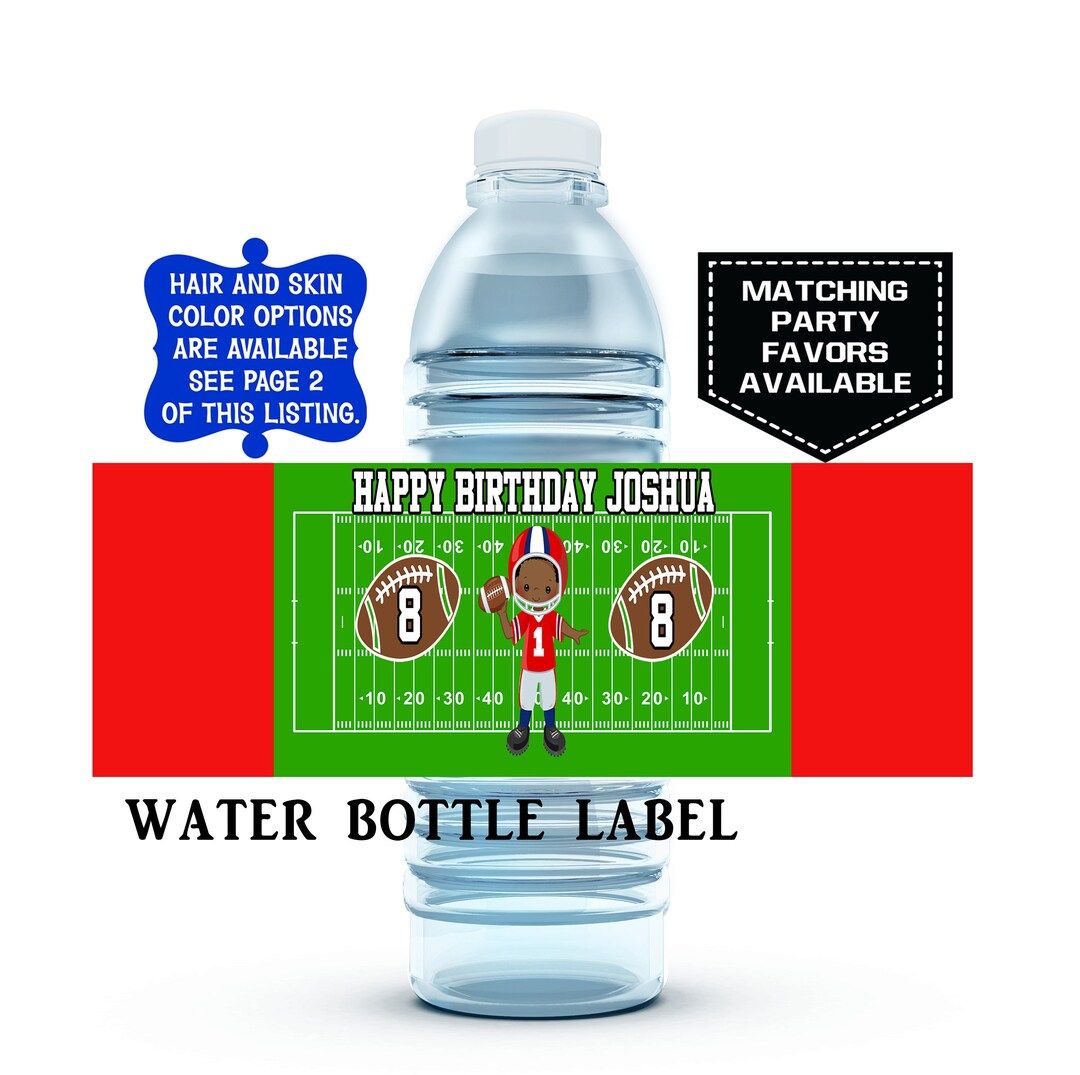 Football Water Bottle Labels Football Theme Kids Birthday Party Custom