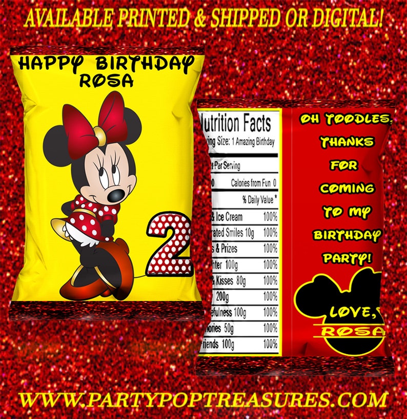 Minnie Mouse Chip Bag Chip Bag Printables Custom Chip Bag Custom Party Minnie Mouse Chip Bag Chip Bag Printables Custom Chip Bag Custom Party