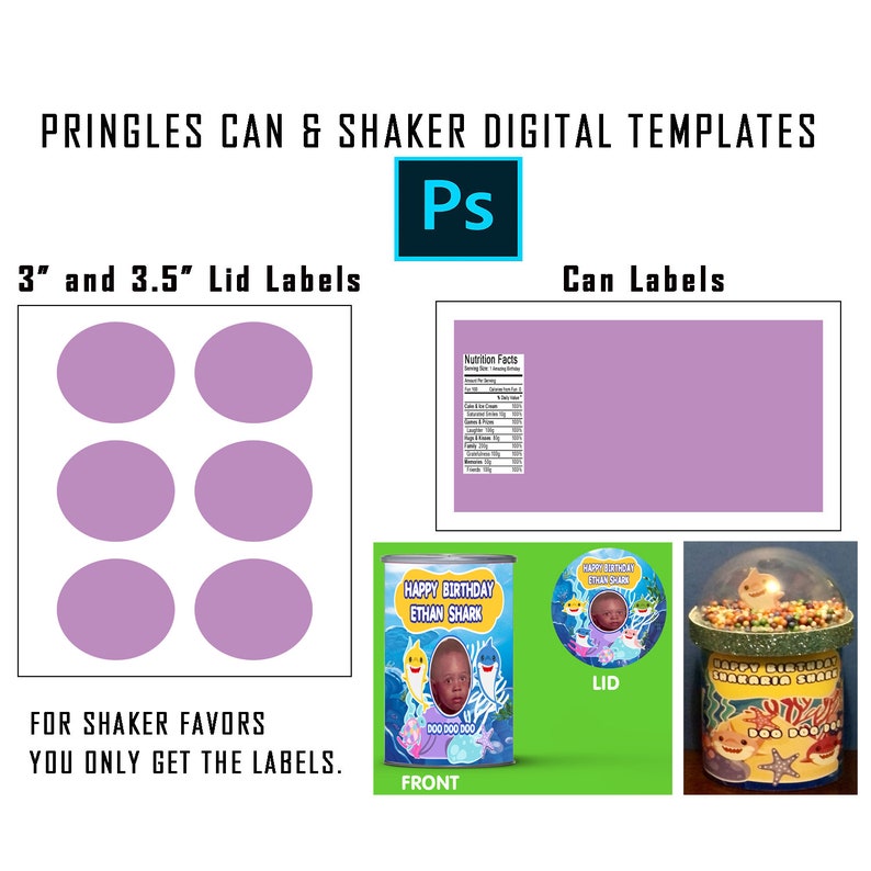 BLANK TEMPLATE in Photoshop Digital Editable File Pringles Can and Lid ...