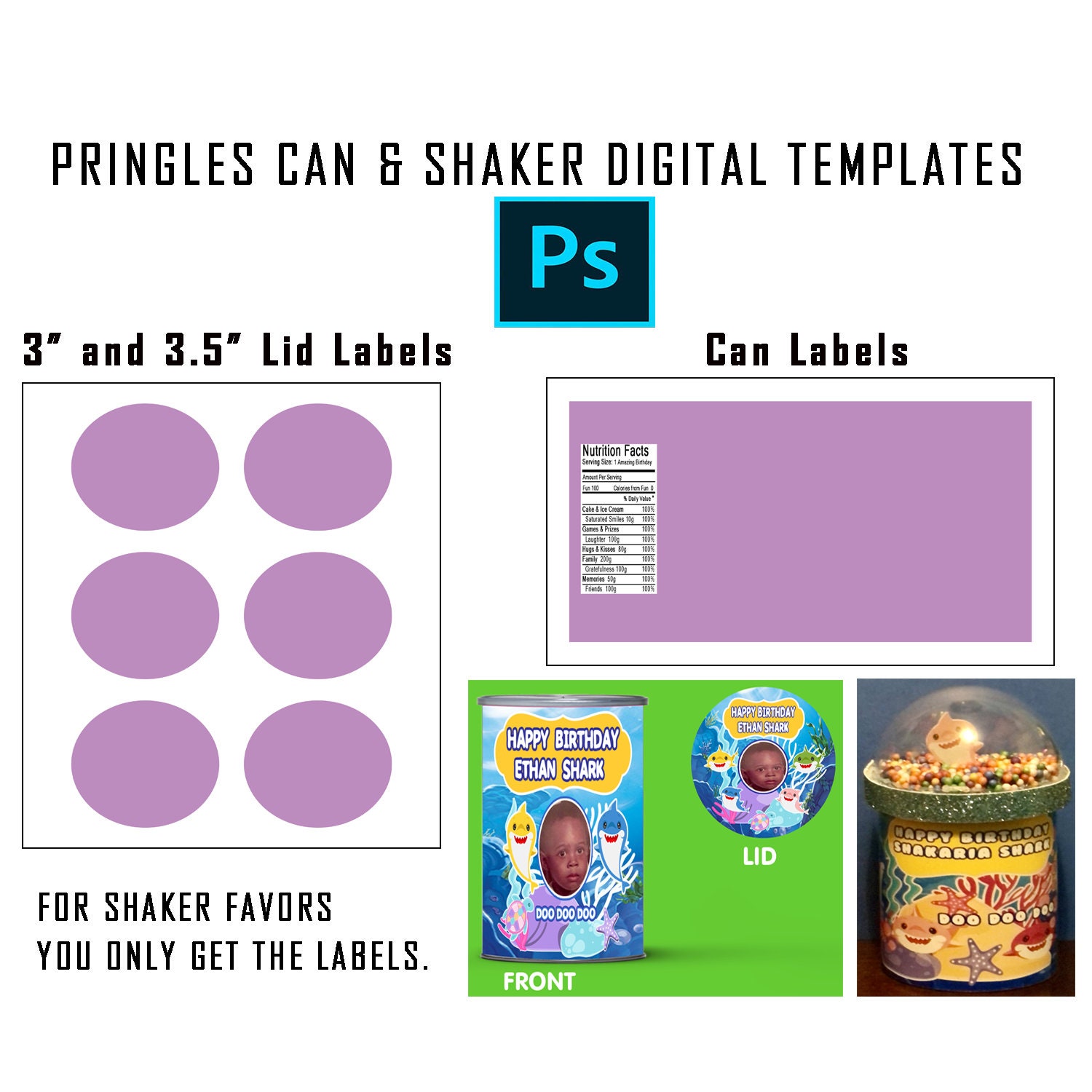 BLANK TEMPLATE in Digital Editable File Pringles Can and Lid