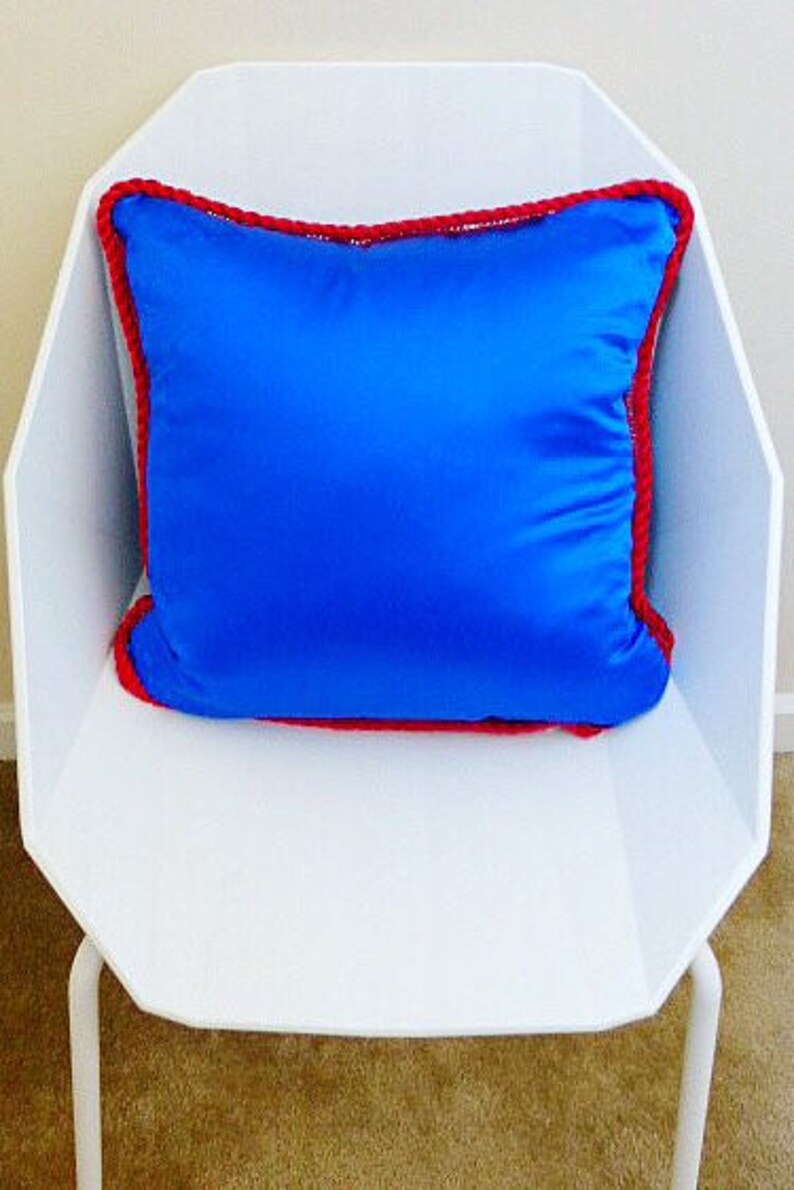 Handmade Solid Royal Blue Silk Decorative Pillow Limit Edition image 2