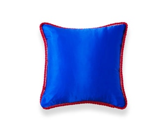 Handmade Solid Royal Blue Silk Decorative Pillow Limit Edition