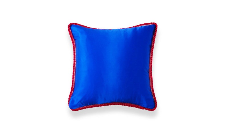 Handmade Solid Royal Blue Silk Decorative Pillow Limit Edition image 1