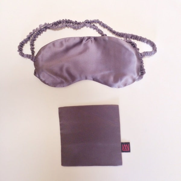 Solid Hypoallergenic Silk Sleep Mask - 100% Mulberry Silk Filled and Silk Charmeuse Cover Silver Gray eyemask