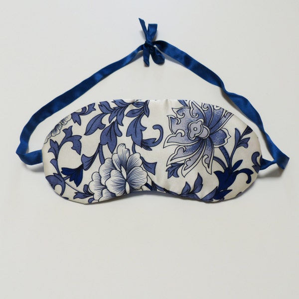 Silk Sleep Mask - 100% Mulberry Silk Filled and Silk Charmeuse Cover "Porcelain"