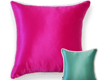 Handmade Solid Reversible Two Colors Tone Silk Decorative Pillow Limit Edition