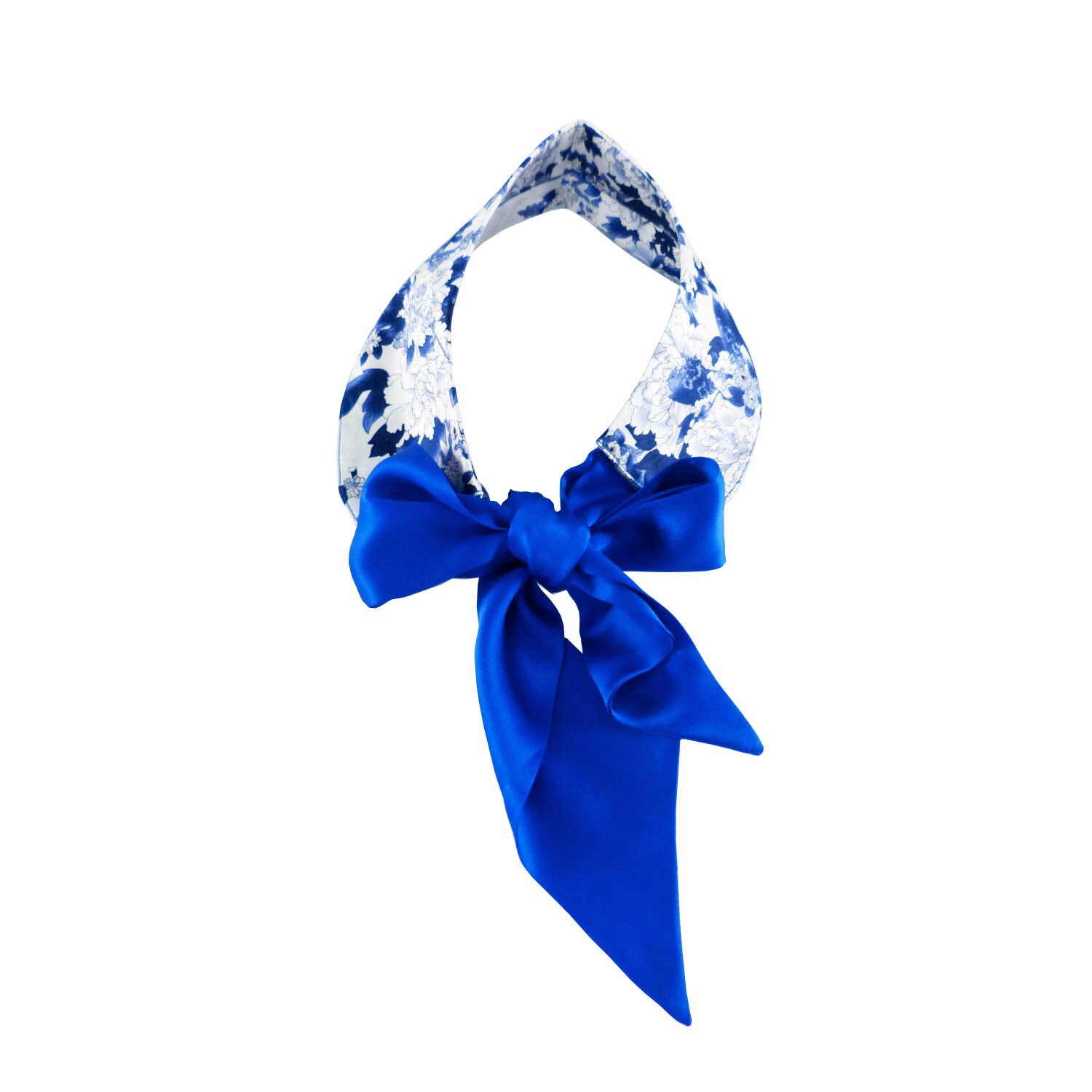 Handmade Bow Tie Fake Silk Collar Royal Blue Porcelain Flowers - Etsy