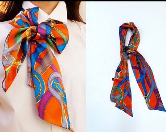 Handmade Handdyed Fashion Silk Scarf Orange Belts Prints One of a kind Customized Limitedition