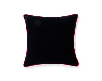 Solid Black Silk Velvet Decorative Pillow