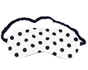 Handmade Silk Sleep Mask - 100% Mulberry Silk Filled and Silk Charmeuse Cover "Polka Dots" ON SALE