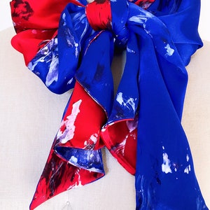 Two-tone double layers silk scarf independence&#39;s color ways ONE-OF-A-KIND customized limitedition