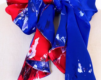 Two-tone double layers silk scarf independence's color ways ONE-OF-A-KIND customized limitedition