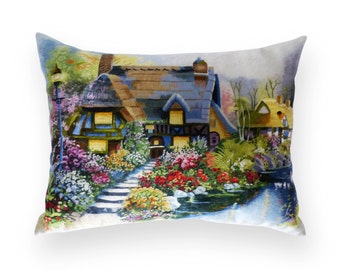 Handmade Silk Decorative Pillow in SU (Chinese) delicate hand embroidered Silk Garden House One of a kind Limit Edition