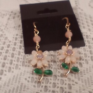 Earrings, mother&#39;s day graduation gift, handmade pierced earrings, pink floral theme
