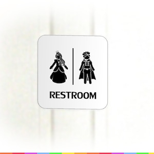 Royal Prince & Princess Bathroom Sign Medieval Birthday Party Restroom Template Decoration High Quality Printable PDF INSTANT DOWNLOAD image 1