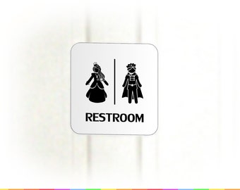 Royal Prince & Princess Bathroom Sign - Medieval Birthday Party Restroom Template Decoration - High Quality Printable PDF - INSTANT DOWNLOAD