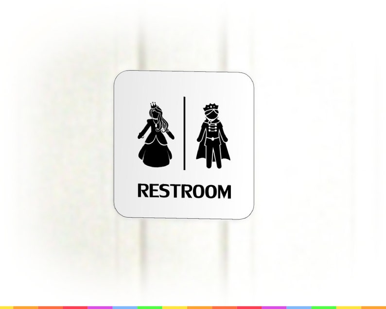 Royal Prince & Princess Bathroom Sign Medieval Birthday Party Restroom Template Decoration High Quality Printable PDF INSTANT DOWNLOAD image 1