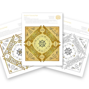 Pendulum Board Colouring Page for Tarot Readers - Instant Download - PDF template activity