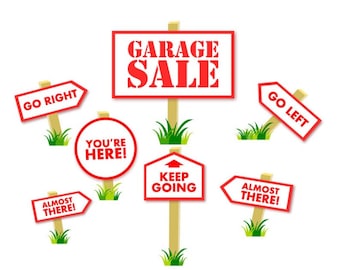 Garage Sale Signs - Printable template with high quality PDF pages INSTANT DOWNLOAD