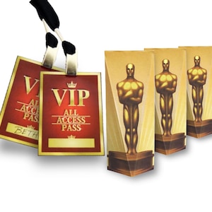 Hollywood VIP Tags + Oscar awards boxes combo pack | Red Carpet Birthday Party Event | Digital template - Instant download
