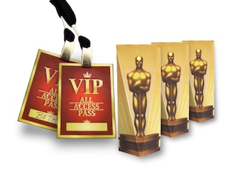 Hollywood VIP Tags + Oscar awards boxes combo pack | Red Carpet Birthday Party Event | Digital template - Instant download